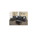 Faux Leather Sectional Sofa with Ottoman and 2 toss Pillows,3-Piece Couch Chaise W/Rounded Arms & Manufactured Wood,for Apartment,Black
