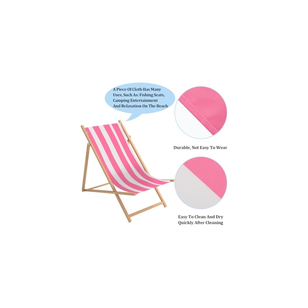GORGECRAFT 1pcs Beach Sling Chair Replacement Lawn Chair Webbing Hot Pink and White Stripes Chair Oxford Cloth 435 * 1165mm Outdoor Patio Foldable Chaise Lounge Chair Fabric