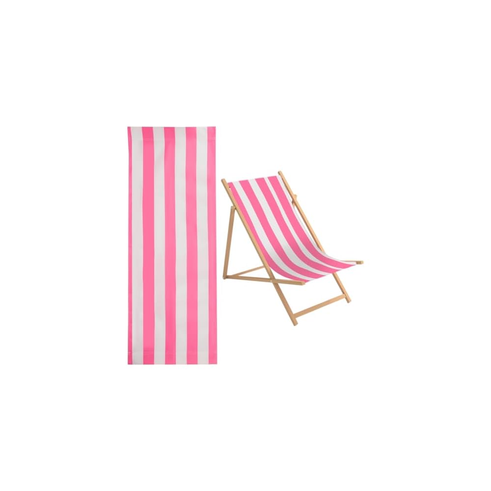 GORGECRAFT 1pcs Beach Sling Chair Replacement Lawn Chair Webbing Hot Pink and White Stripes Chair Oxford Cloth 435 * 1165mm Outdoor Patio Foldable Chaise Lounge Chair Fabric