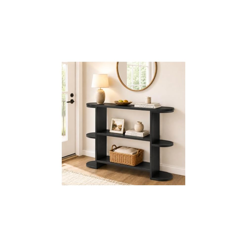 Gewudraw 39” Console Table for Living Room, Entryway Table, Rustic Brown