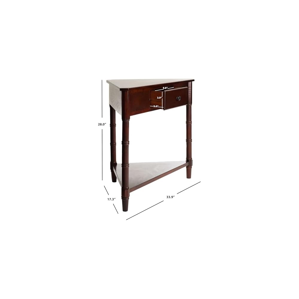 SAFAVIEH Gomez Corner Wood Side Table, 33.1" Dark Cherry AMH5709D