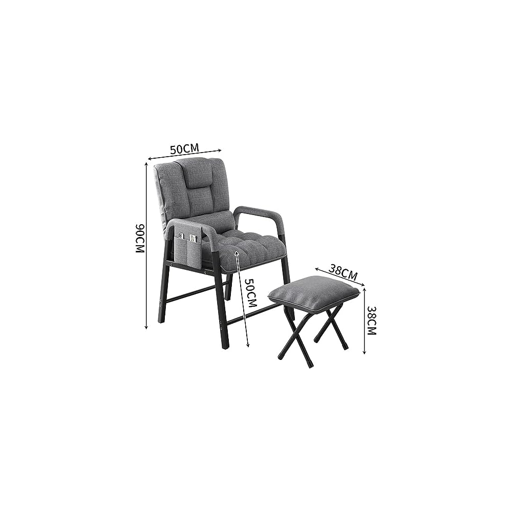 Lazy Chair Accent Chair with Footstool, Lounge Chair with Armrests Leisure Sofa Relax Chair Reading Chair for Bedroom/Living Room/Reading, Adjustable Backrest,C