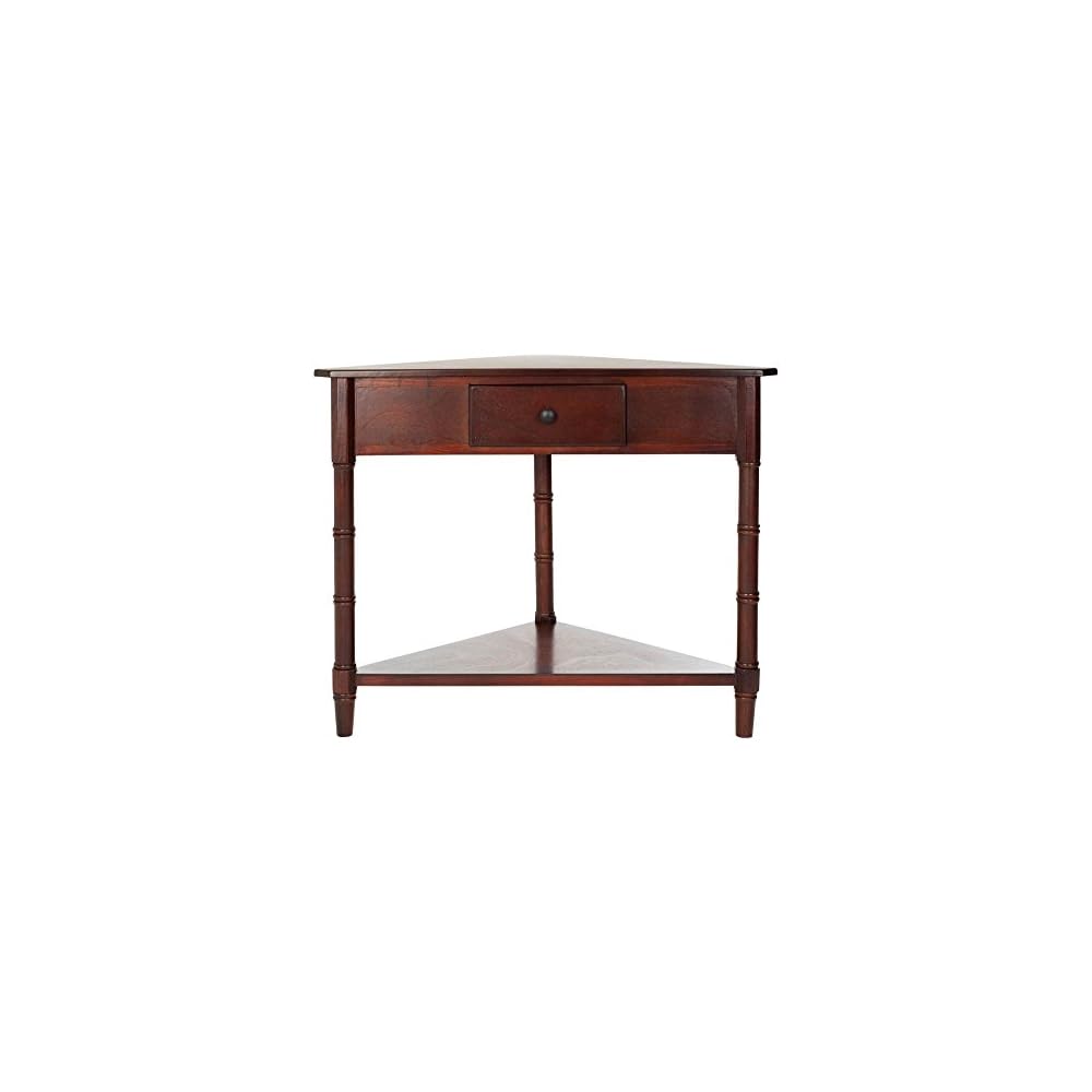 SAFAVIEH Gomez Corner Wood Side Table, 33.1" Dark Cherry AMH5709D
