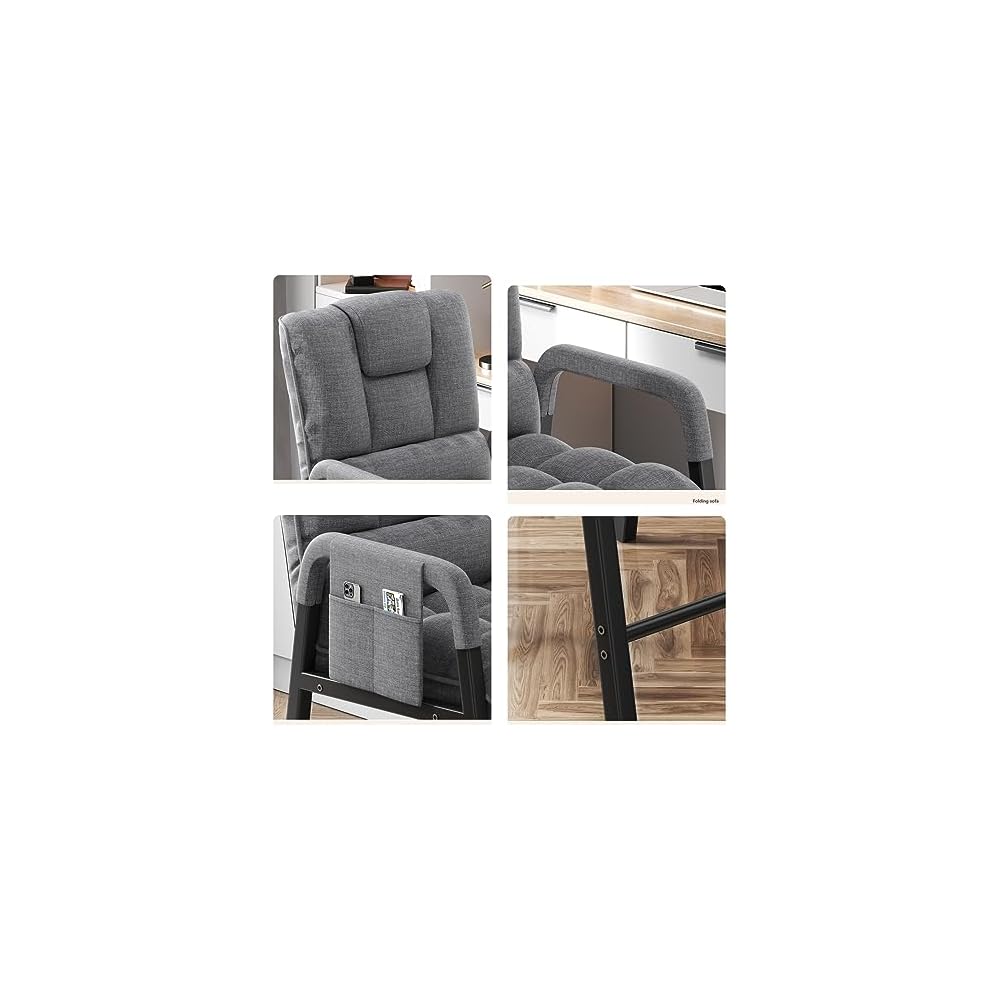 Lazy Chair Accent Chair with Footstool, Lounge Chair with Armrests Leisure Sofa Relax Chair Reading Chair for Bedroom/Living Room/Reading, Adjustable Backrest,C