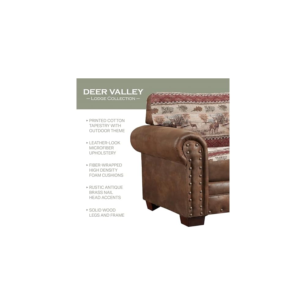 American Furniture Classics 88" Microfiber Deer Valley Sleeper Sofa in Brown