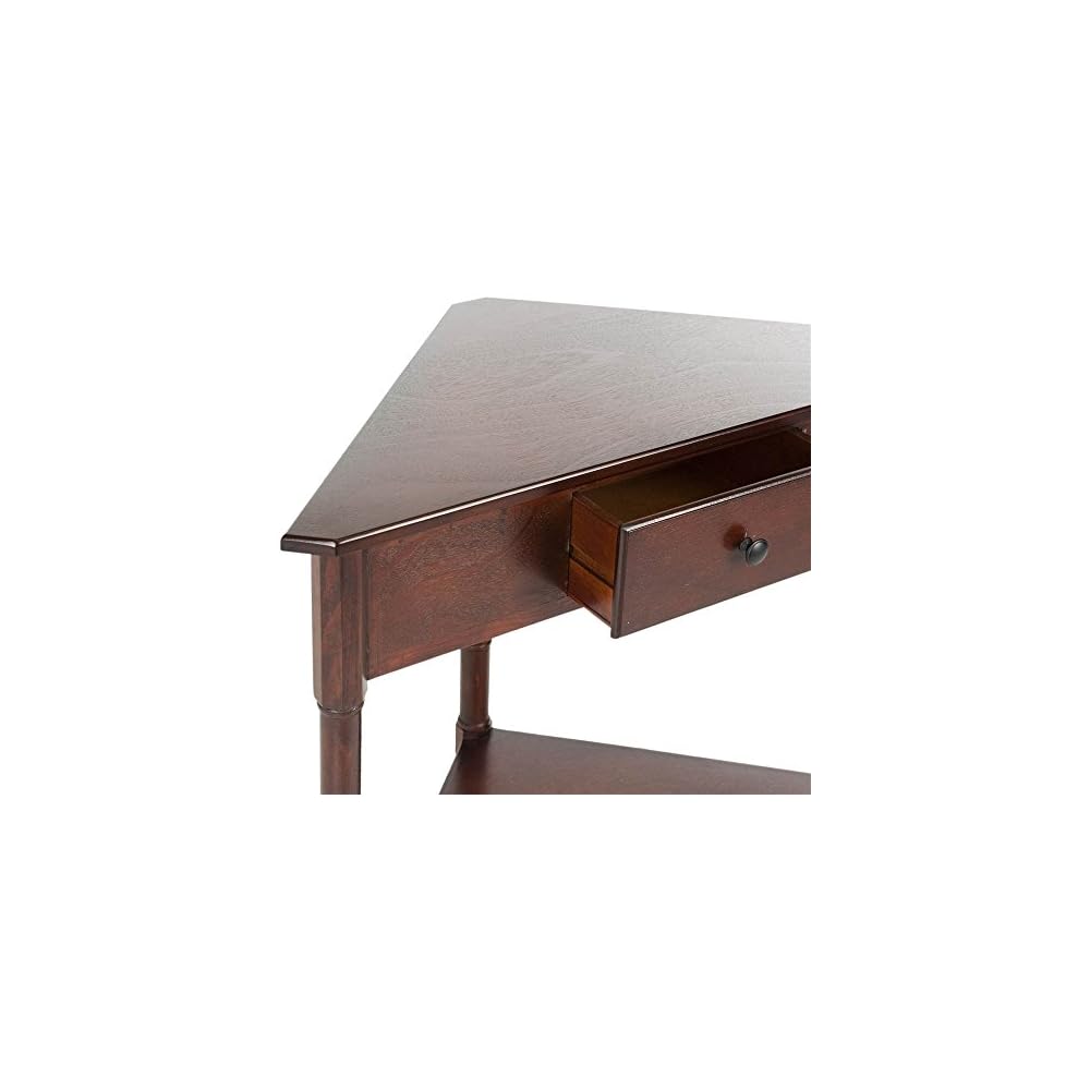 SAFAVIEH Gomez Corner Wood Side Table, 33.1" Dark Cherry AMH5709D