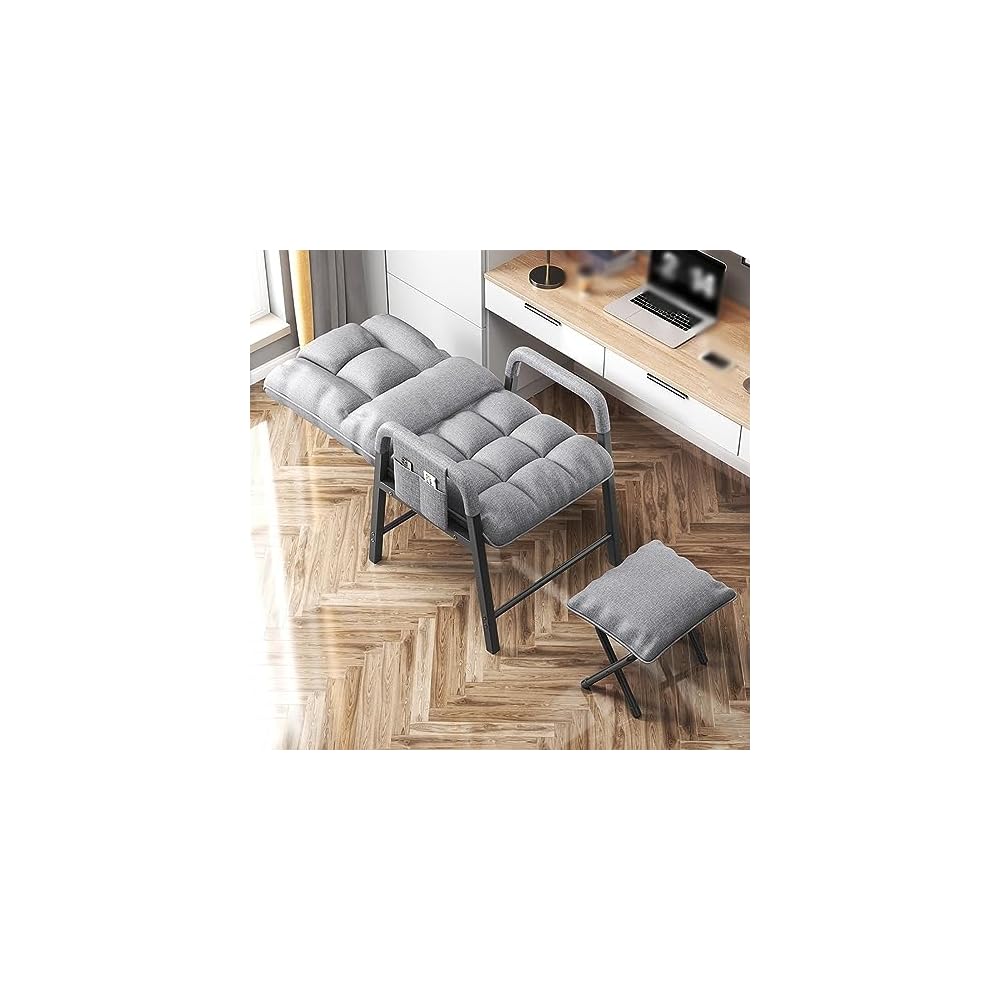Lazy Chair Accent Chair with Footstool, Lounge Chair with Armrests Leisure Sofa Relax Chair Reading Chair for Bedroom/Living Room/Reading, Adjustable Backrest,C