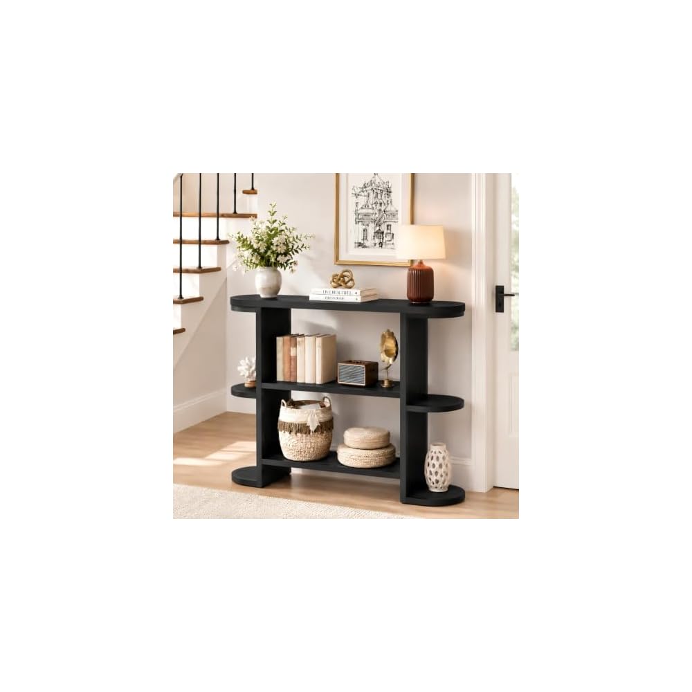 Gewudraw 39” Console Table for Living Room, Entryway Table, Rustic Brown