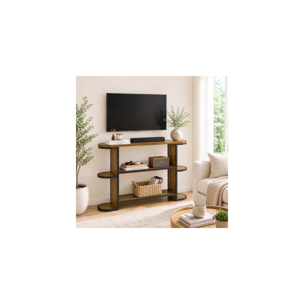 Gewudraw 39” Console Table for Living Room, Entryway Table, Rustic Brown