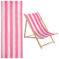 GORGECRAFT 1pcs Beach Sling Chair Replacement Lawn Chair Webbing Hot Pink and White Stripes Chair Oxford Cloth 435 * 1165mm Outdoor Patio Foldable Chaise Lounge Chair Fabric