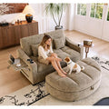 KEIKI 60" Convertible Sofa Bed, Chenille Loveseat with Storage Ottoman