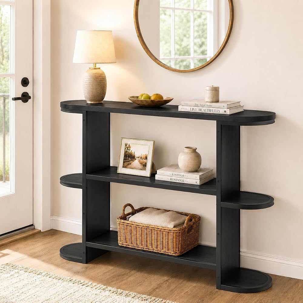 Gewudraw 39” Console Table for Living Room, Entryway Table, Rustic Brown