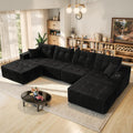 Luxanimarion 143" Modular Sectional Sofa for Living Room, Convertible U-Shape Couch with Ottoman, 6 Seater Modular Sectional Sofa,Black Corduroy