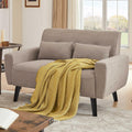 Small Loveseat Sofa, 48" Mid Century Love Seat Couch, Modern 2 Seat Tufted Couches with Throw Pillows for Living Room, Apartment, Bedroom, Beige