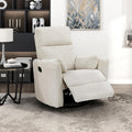 Lexicon Modern Swivel Glider Recliner Chair, Curved Arms, Beige Corduroy