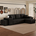 104.5 inch Reversible Sleeper Sectional Sofa with Pull Out Bed , Convertible L Shaped Sectional Couch with Storage Chaise and 2 Stools , Tufted Upholstered Pullout Sofa Bed for Living Room Apartment