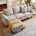 80" Convertible Sectional Sofa, Small L Shaped 3 Seat Couch with Reversible Storage Chaise, Modern Polyester Fabric Sofa Couches for Living Room, Apartment and Small Space, Beige