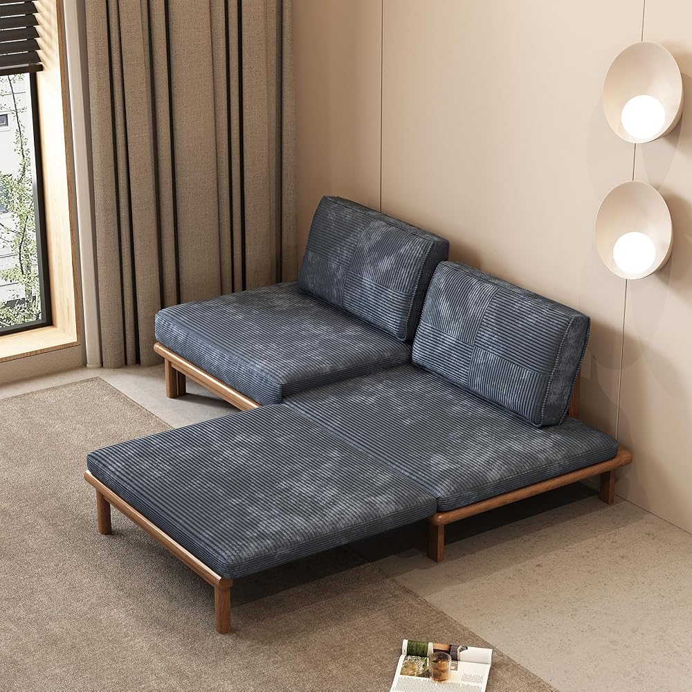 Lartis 78.7" Sofa Bed, Sleeper Pull Out Couch, Modern Couch Convertible Modern Futon for Living Room/Apartment/Bedroom, Modular Design Sofa,Full Solid Wood Frame