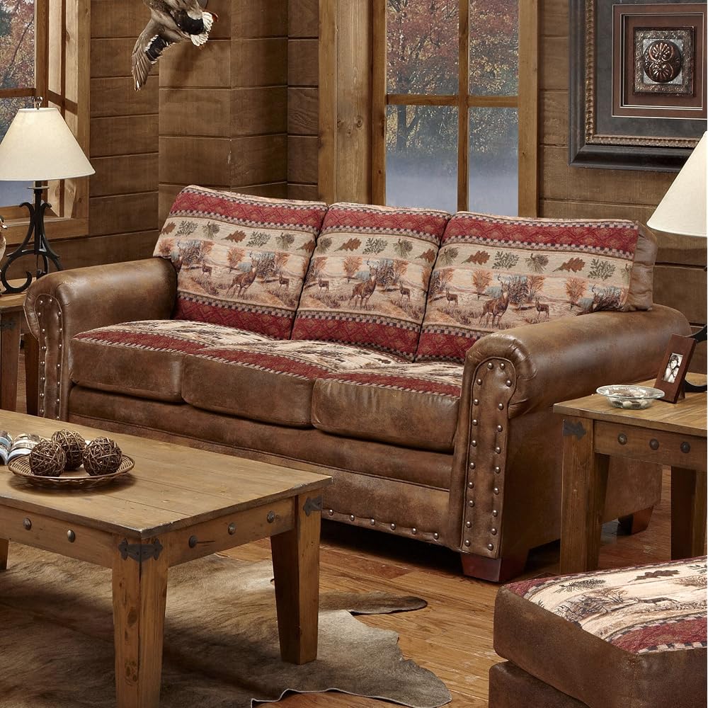American Furniture Classics 88" Microfiber Deer Valley Sleeper Sofa in Brown